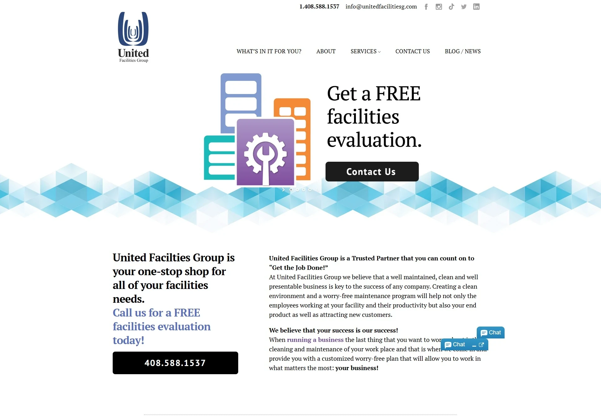 United Facilities Group website before Brandcore